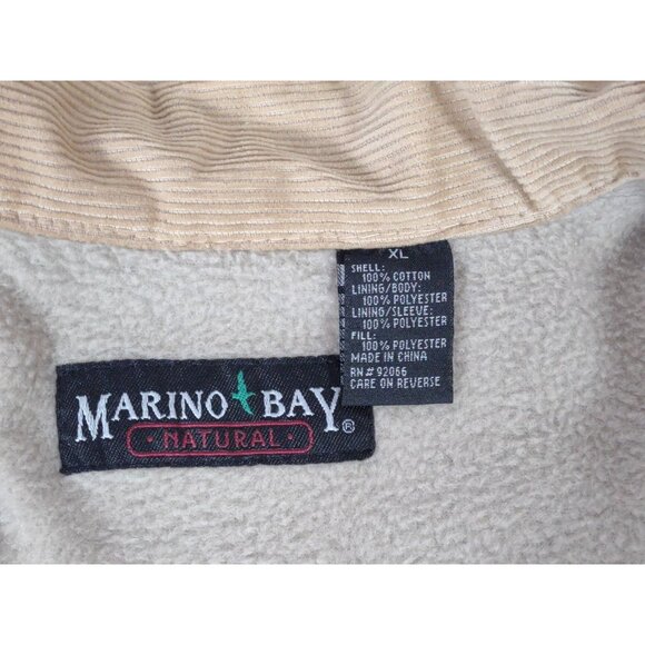 VTG Corduroy Jacket Fleece Lined Mens XL MARINO BAY Natural Full Zip Pockets - Picture 3 of 13